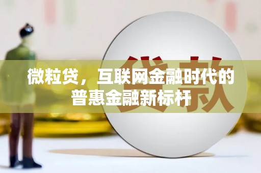 深坑微粒贷，互联网金融时代的普惠金融新标杆