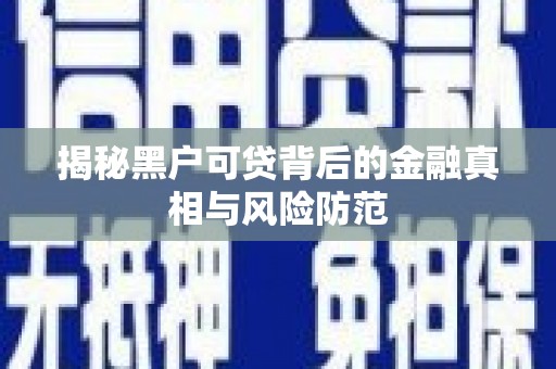 深坑揭秘黑户可贷背后的金融真相与风险防范