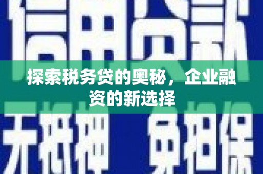 深坑探索税务贷的奥秘，企业融资的新选择