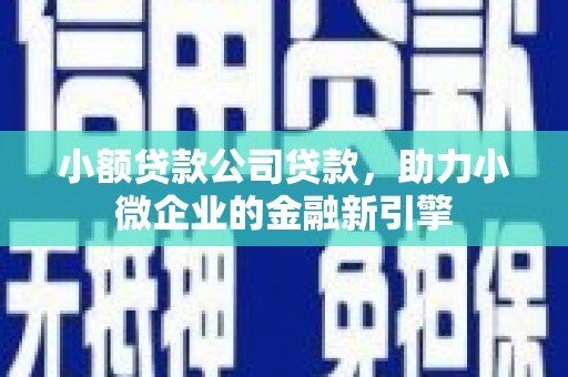 深坑小额贷款公司贷款，助力小微企业的金融新引擎