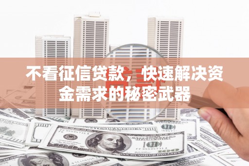 深坑不看征信贷款，快速解决资金需求的秘密武器