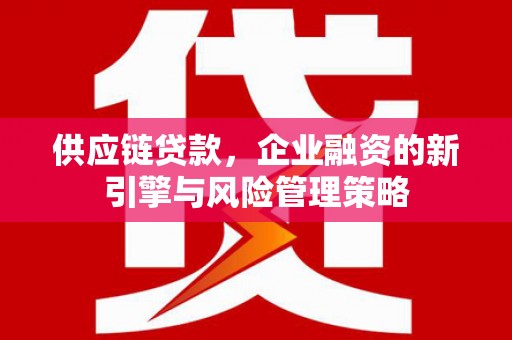 深坑供应链贷款，企业融资的新引擎与风险管理策略