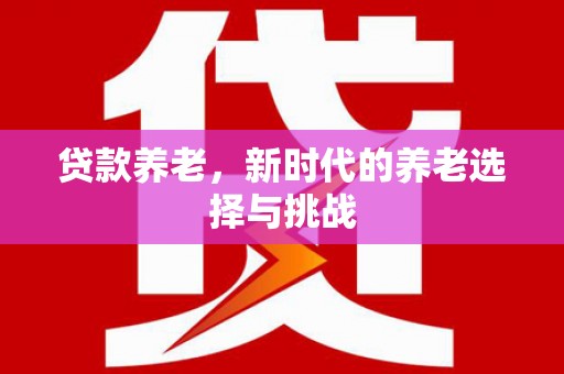 深坑贷款养老，新时代的养老选择与挑战