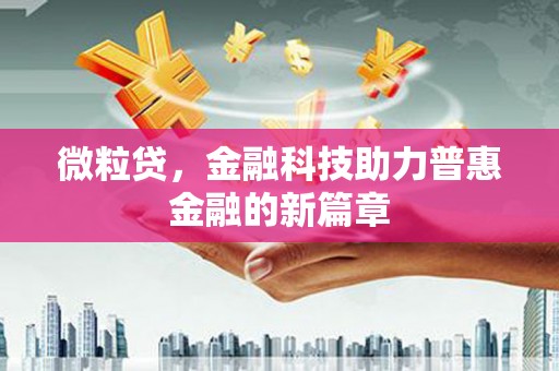 深坑微粒贷，金融科技助力普惠金融的新篇章