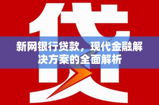 深坑新网银行贷款，现代金融解决方案的全面解析