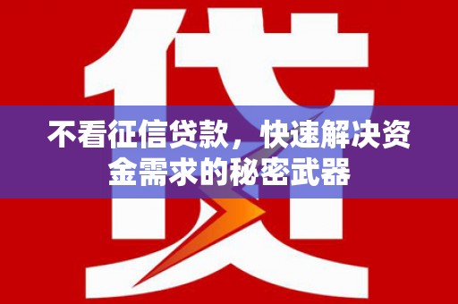 深坑不看征信贷款，快速解决资金需求的秘密武器