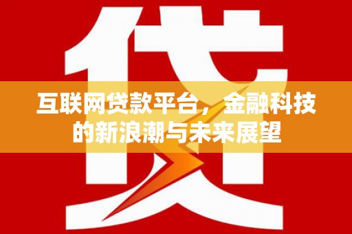 深坑互联网贷款平台，金融科技的新浪潮与未来展望
