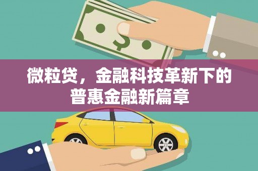 深坑微粒贷，金融科技革新下的普惠金融新篇章