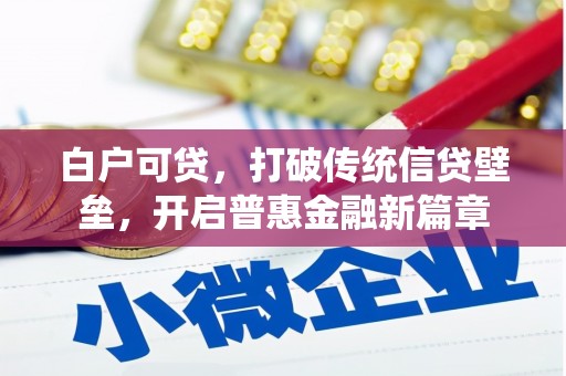 深坑白户可贷，打破传统信贷壁垒，开启普惠金融新篇章